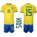 Billige Brasil Fabinho #15 Hjemmetrøye Barn VM 2022 Kortermet (+ korte bukser)